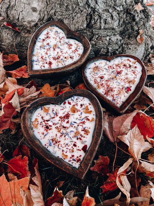 3 Wick Floral Heart Candle