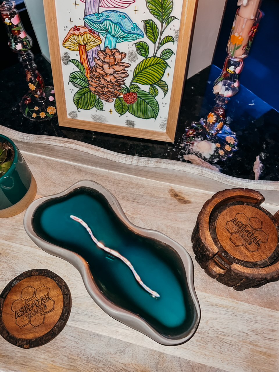 Ocean Blue Long Woodwick Ceramic Candle