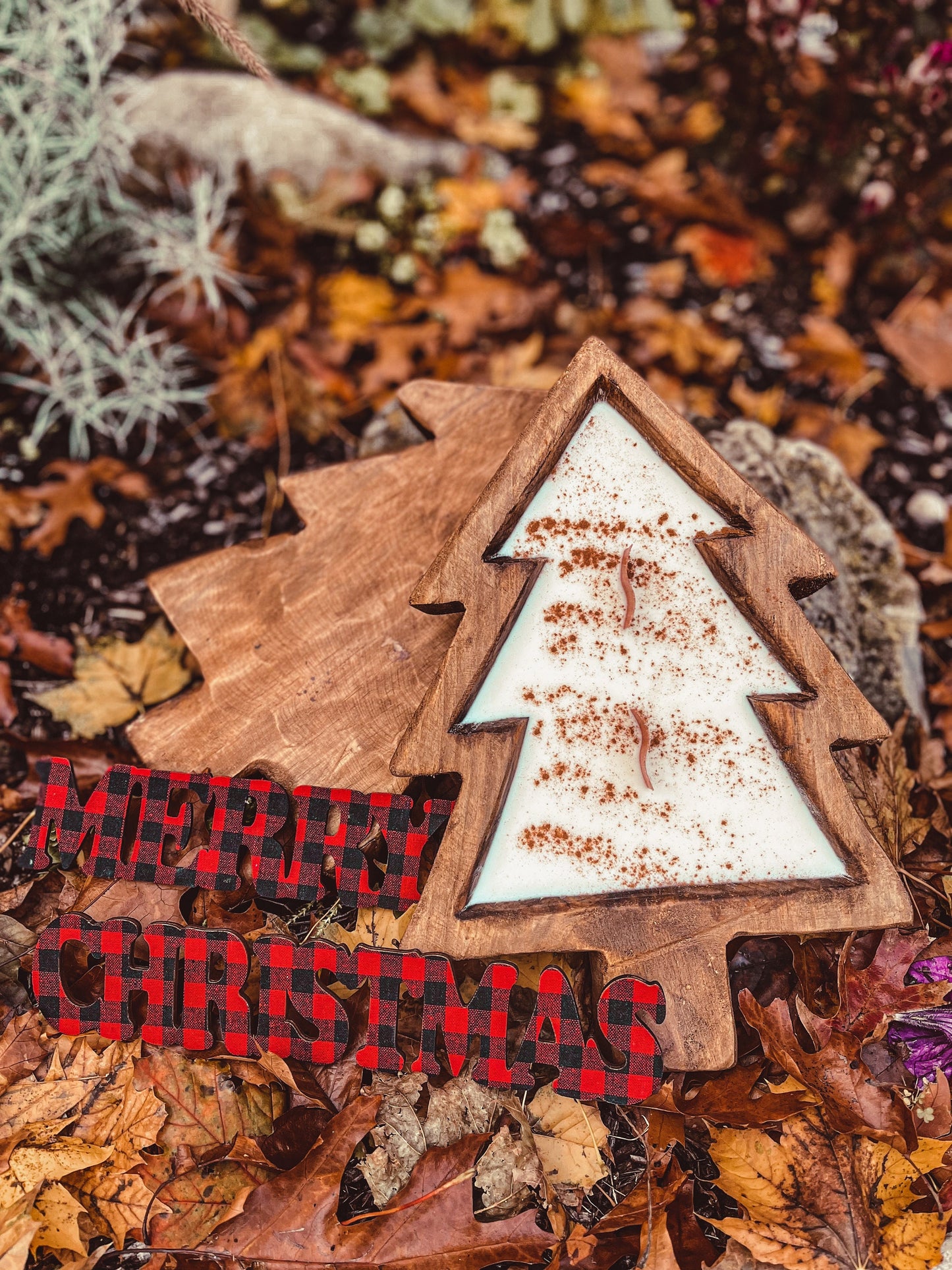 Christmas Tree Wood Wick Candle Log
