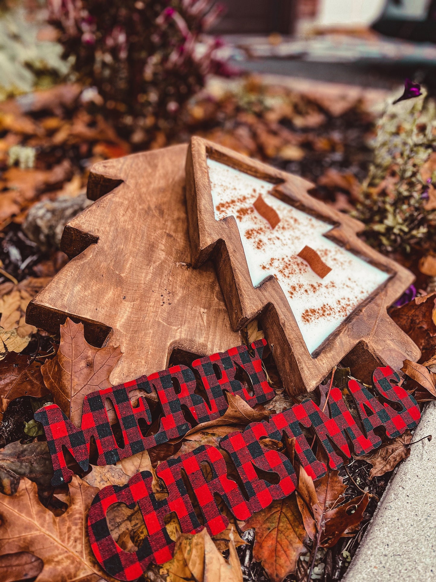 Christmas Tree Wood Wick Candle Log