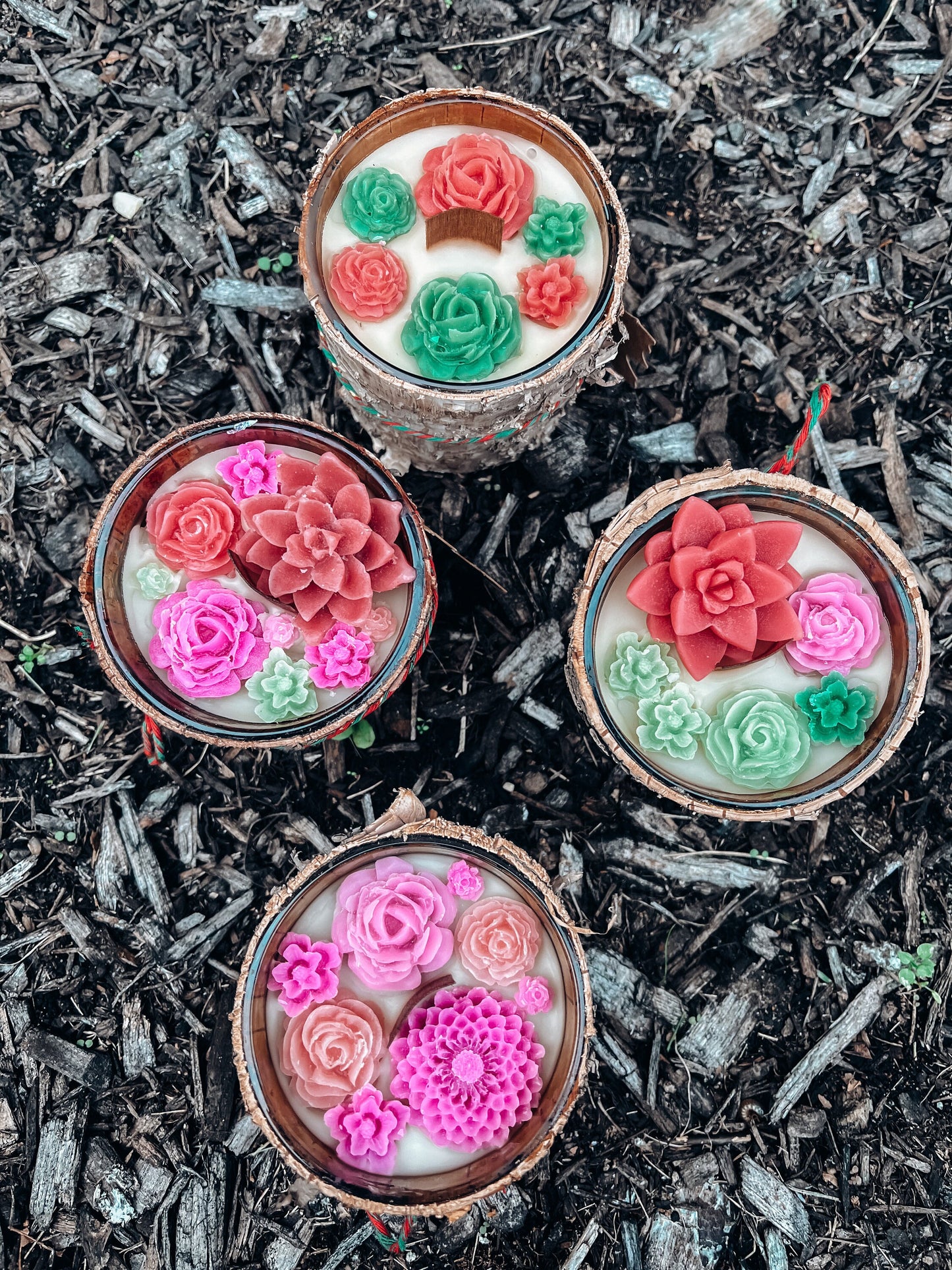 Mini Succulent Tree Bark Candle