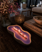 Purple Amethyst Long Woodwick Ceramic Candle