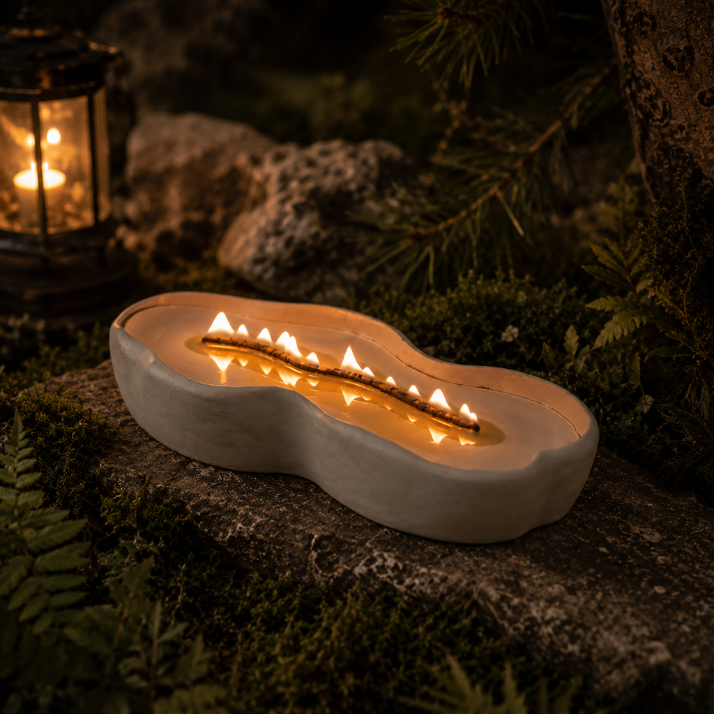 Irregular Long Woodwick Ceramic Candle