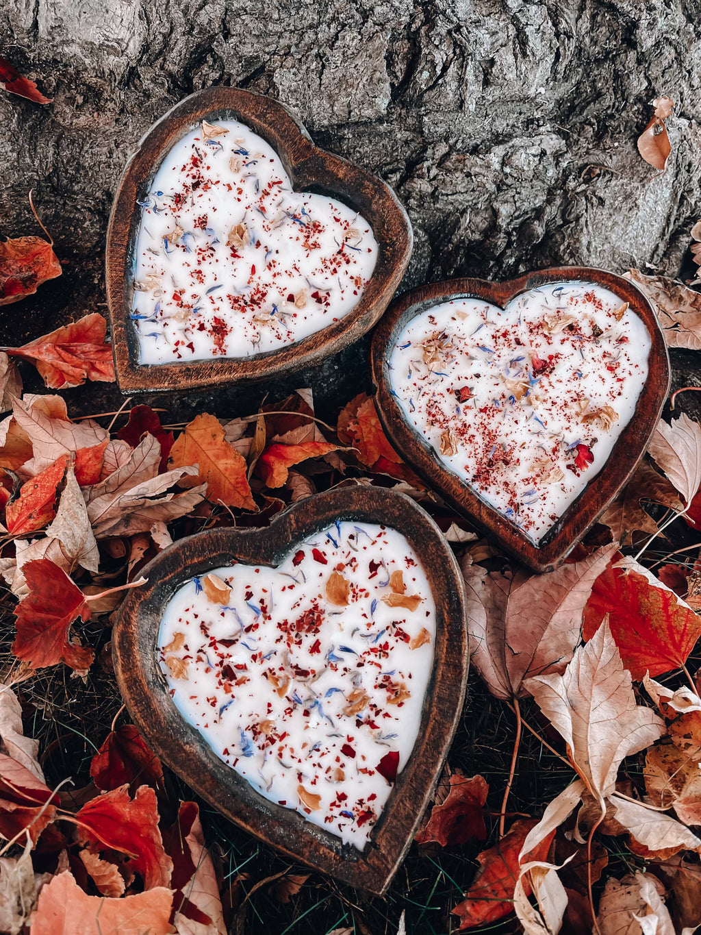 3 Wick Floral Heart Candle