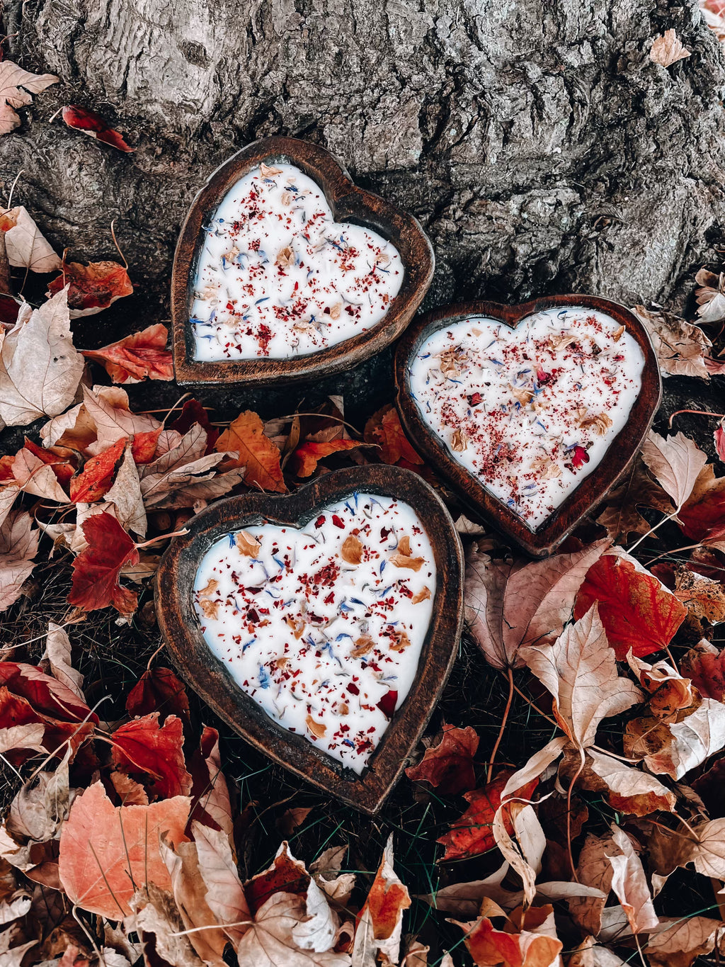 3 Wick Floral Heart Candle