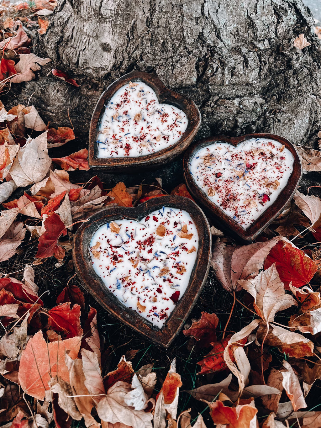 3 Wick Floral Heart Candle