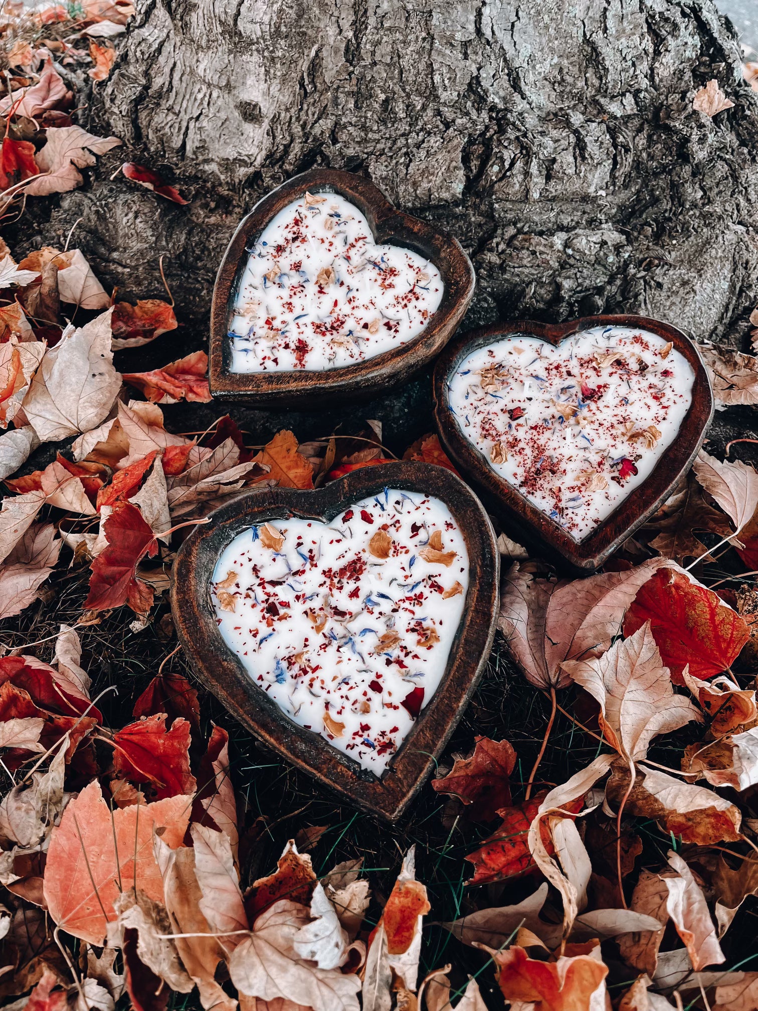 3 Wick Floral Heart Candle