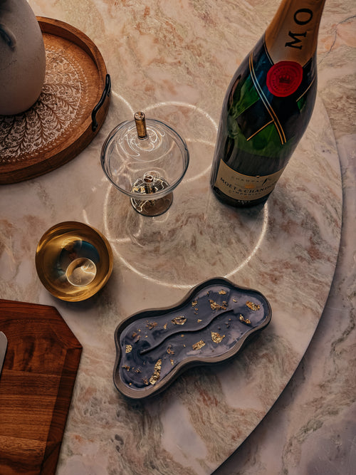 Black & Gold Irregular Long Woodwick Ceramic Candle