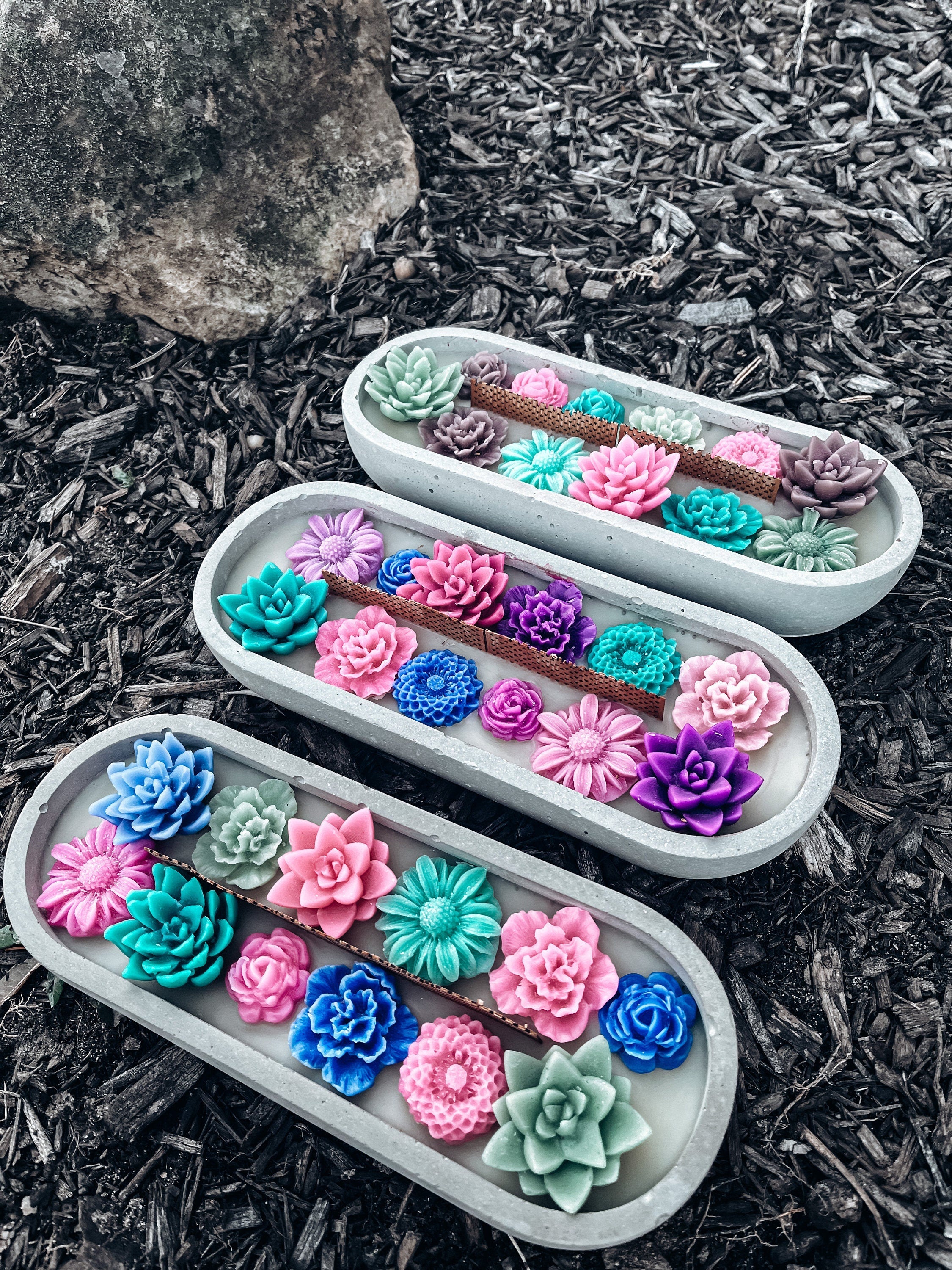 WHOLESALE option- Succulent Long Woodwick Candle