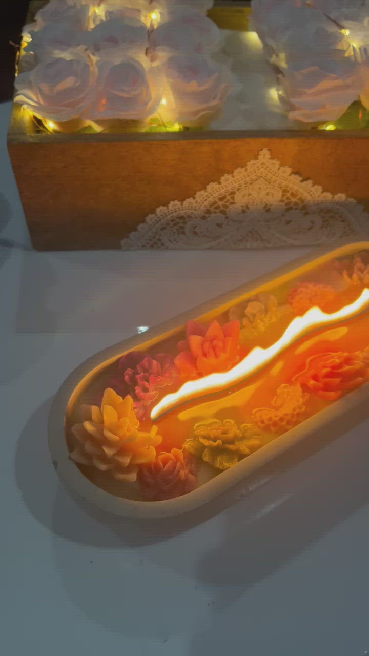 Succulent Long woodwick candle