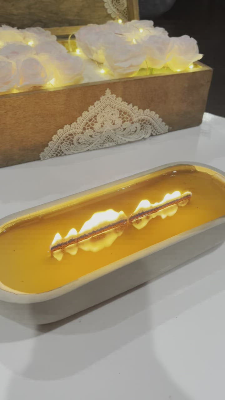 Long woodwick ceramic candle