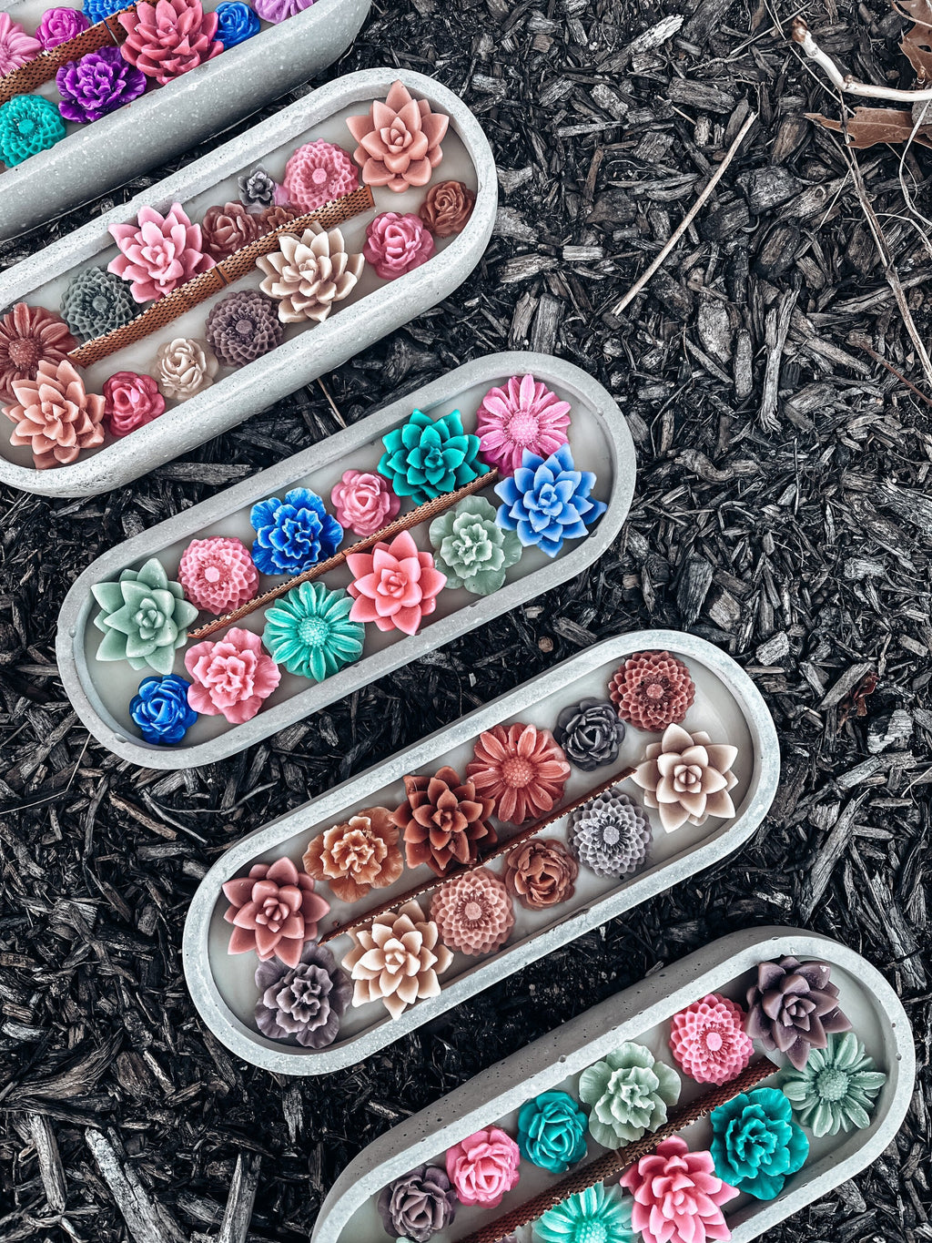 Succulent Long woodwick candle