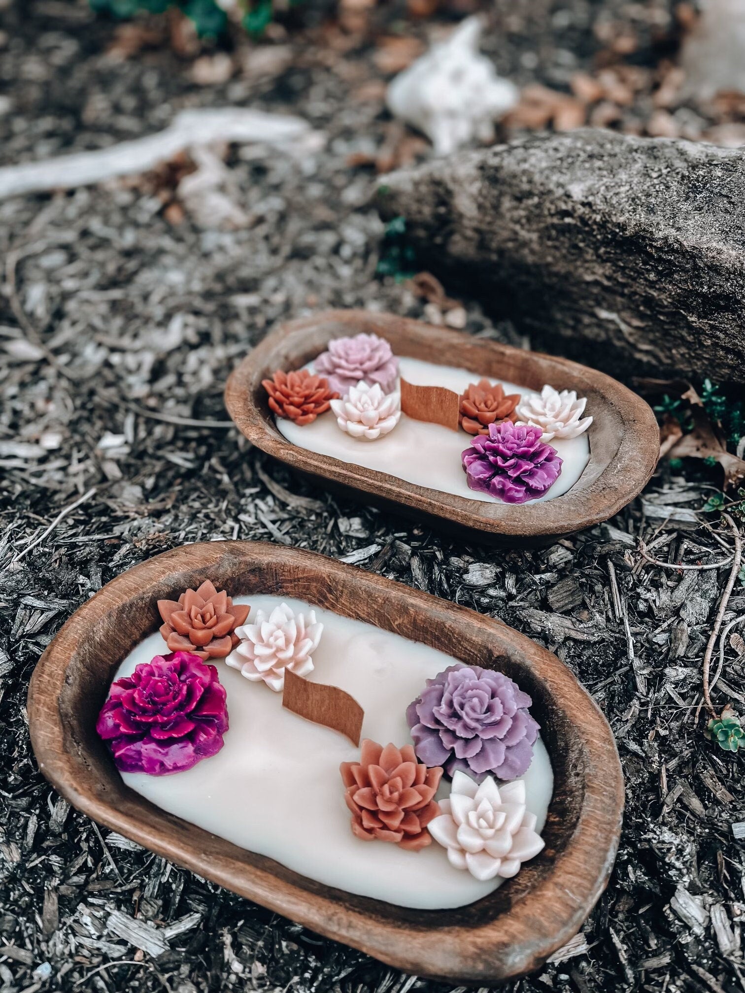 Succulent Beeswax Log Candle