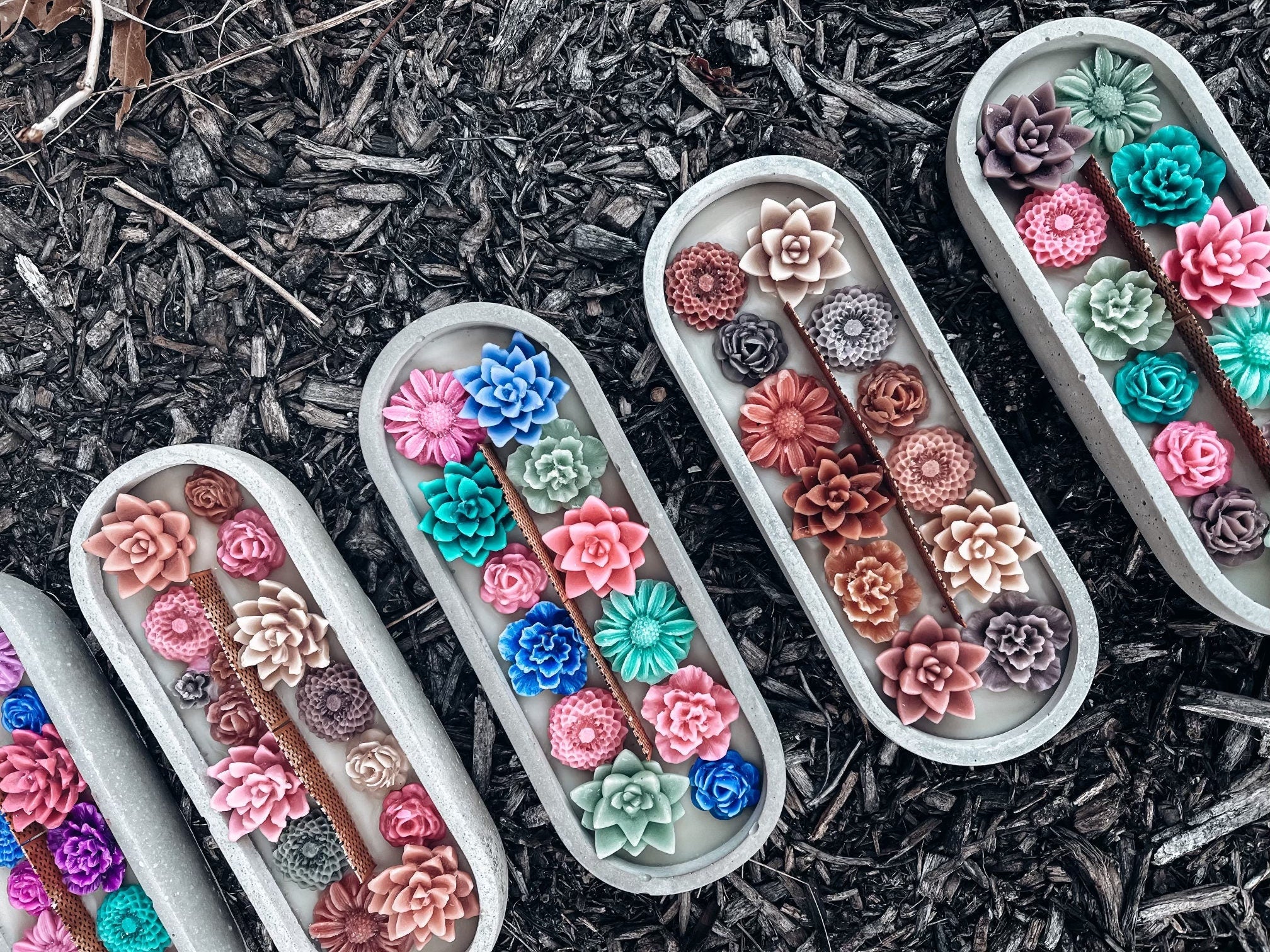 WHOLESALE option- Succulent Long Woodwick Candle